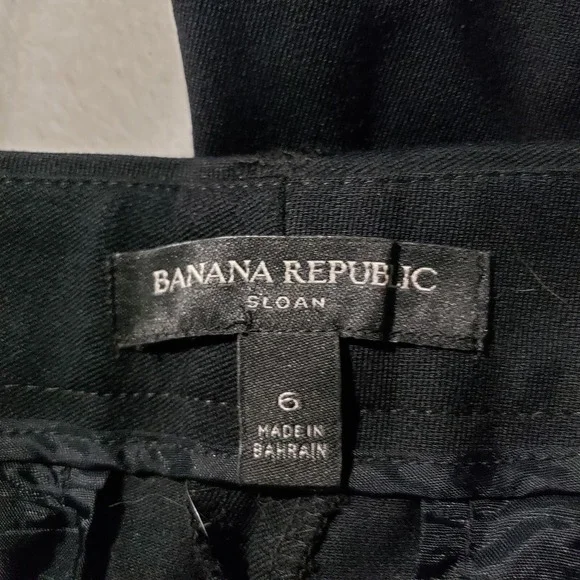 Banana Republic Sloan Fit Pants Women's 6 Black Faux Leather Stripe Down‎ Leg - Picture 7 of 13
